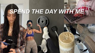 SPEND THE DAY WITH ME *productive* | Groceries, exciting news, full body workout + shops live
