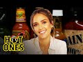 Jessica Alba Applies Lip Gloss While Eating Spicy Wings | Hot Ones