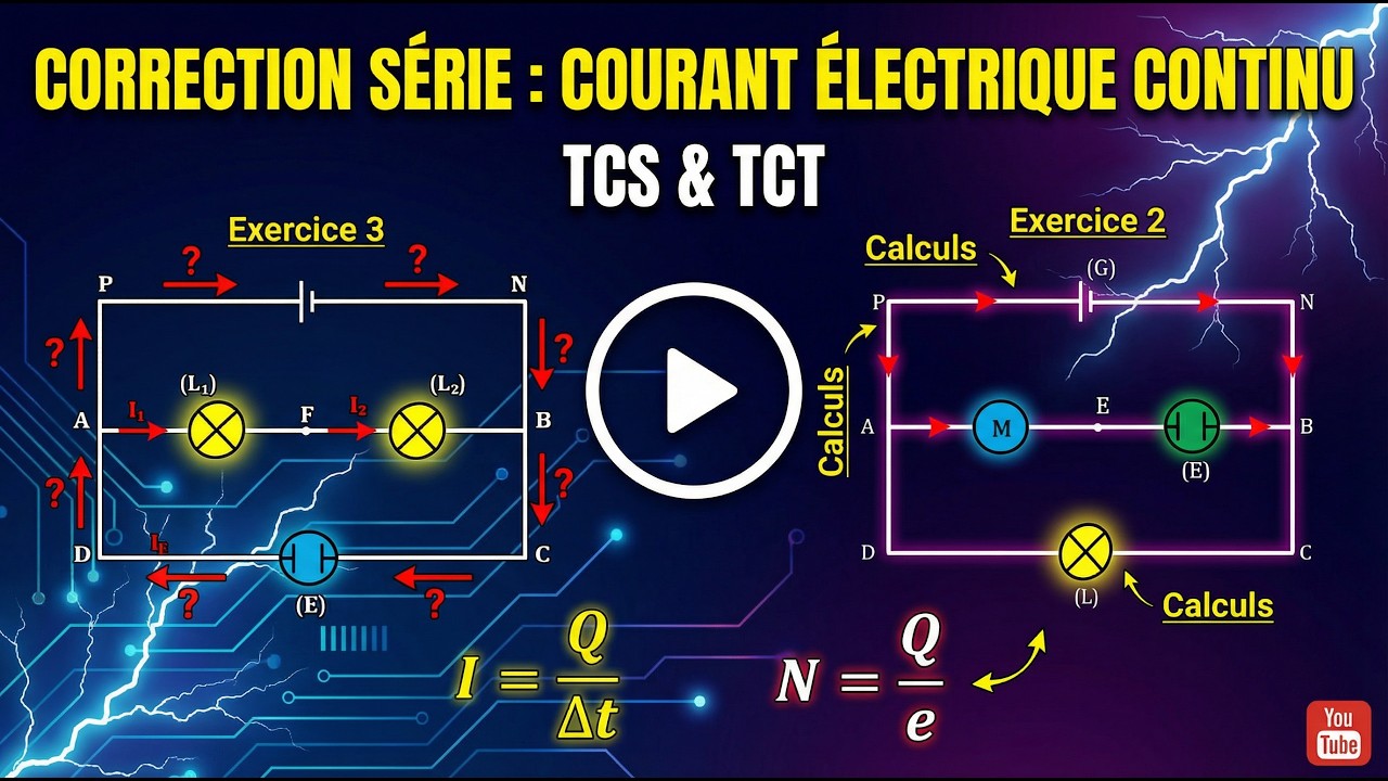 Correction Série – Courant Électrique Continu ⚡ | TCS & TCT | Exercices Expliqués Pas à Pas ex2 et 3