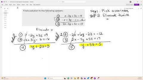 Systems of Equations  3 Variables Part 1 of 2  (9.2.1)