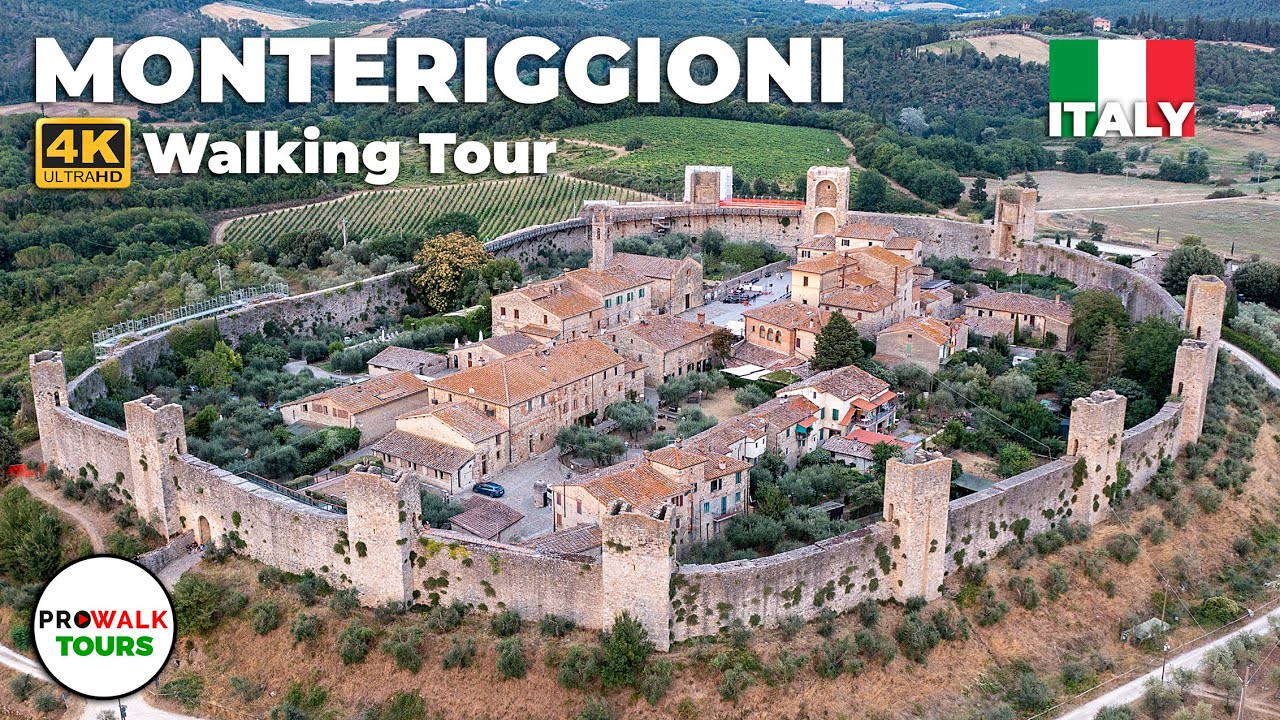 Florence, Italië | Monteriggioni | Stadswandeling 4K