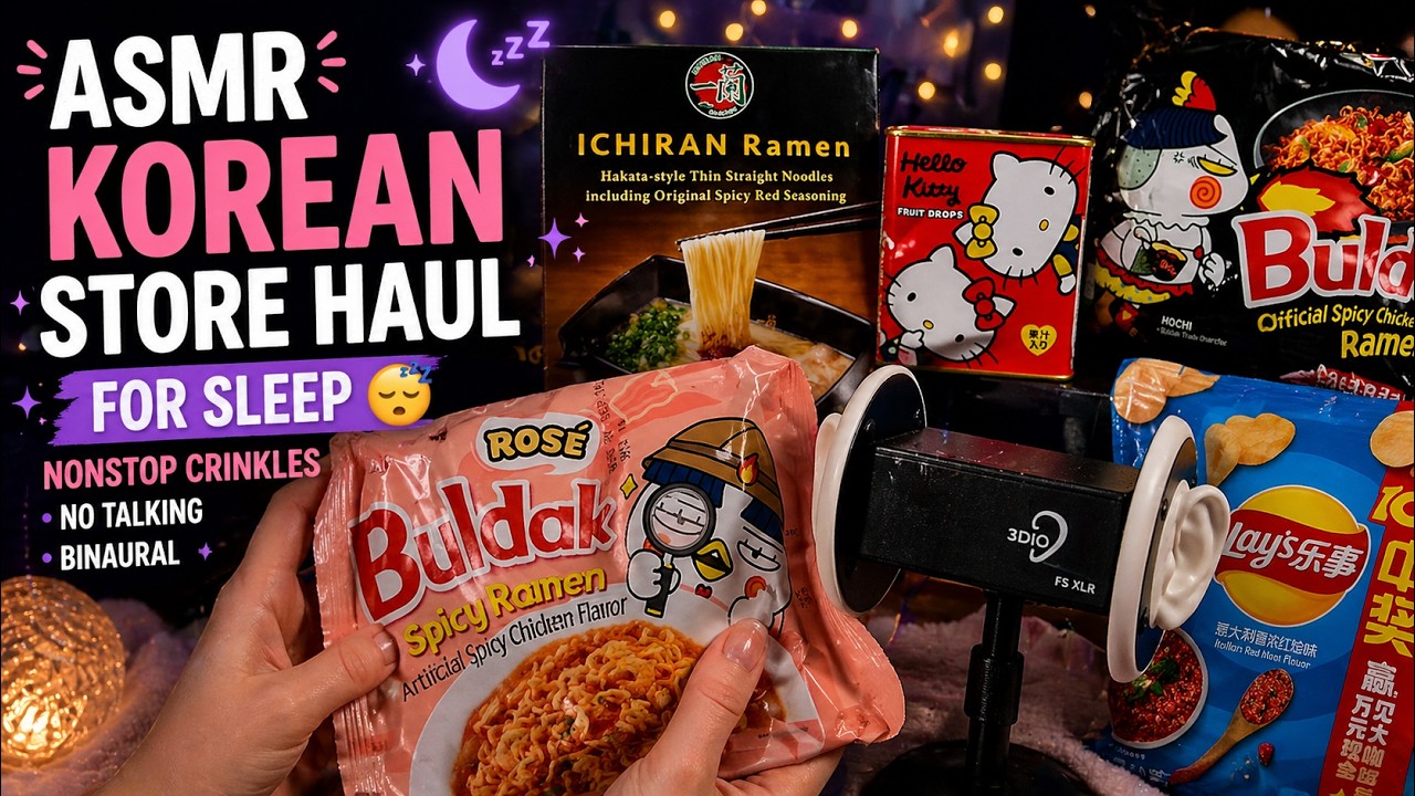 ASMR Korean Store Haul for Sleep 😴 Nonstop Crinkles • No Talking • Binaural