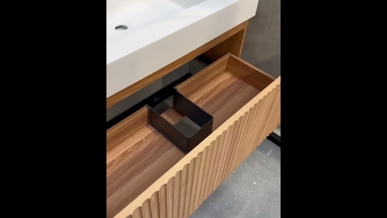 London Solid Wood Fluted Bathroom Vanity | Wall Hung Vanity - Royale Stones 