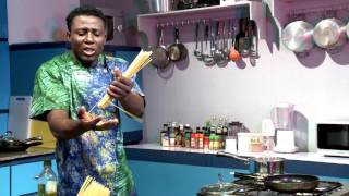 Chef Seun prepares Crumbed Chicken Breast and Vegetable Spaghetti