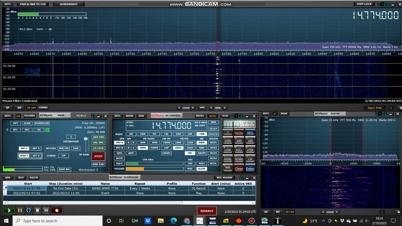 V07 "The Spanish Lady," numbers station, 14774 kHz USB, 20 FEB 2022, 