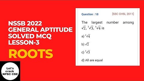 NSSB 2022 | General Aptitude Solved MCQs | Lesson- 3| Roots.