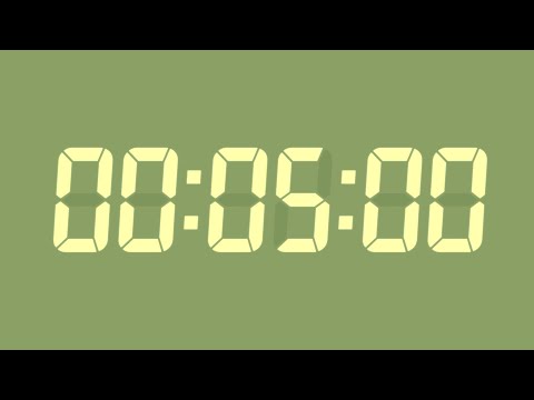 5 Minute Digital Countdown Timer | Olive Green Background | No Sounds