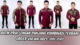 JUAL BATIK PRIA KOMBINASI KAIN POLOS LENGAN PANJANG