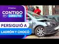 Sujeto persiguió a ladrón y chocó contra un poste en Santiago - Contigo en Directo