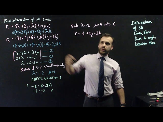 Intersections of 3D Lines, Skew Lines and angles between lines