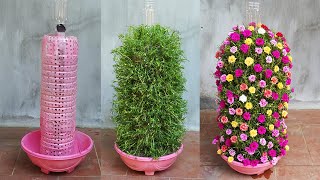 I Make A Small Vertical Flower Garden With Beautiful Pots And Plastic Bottles