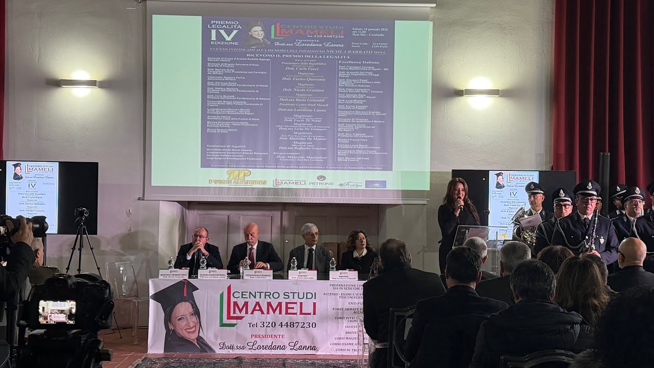 A Carditello, la IV edizione 'Premio Legalità' del Centro Studi Mameli presieduto da Loredana Lanna