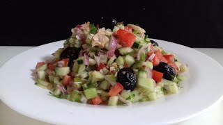 سلطة طماطم مع طون والخيار سهلة وسريعة تحضير Ensalada cuisine_naima_tv food