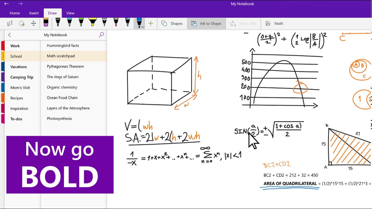 how to make a graph on microsoft onenote 2016