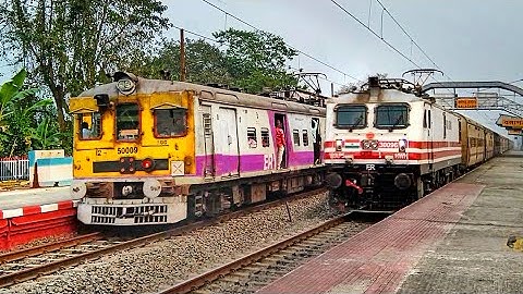 Back to Back Train Passing Balagarh Station | Colourful Katwa-Howrah EMU Local & Intercity Express