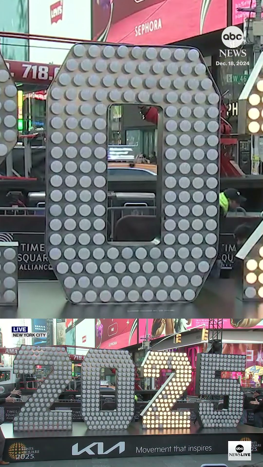 '2025' numerals arrive in Times Square for New Year's Eve