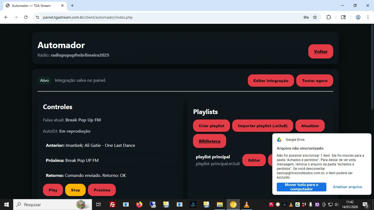 Automador TGA Stream na Prática: Controles, Playlists e Funcionamento 