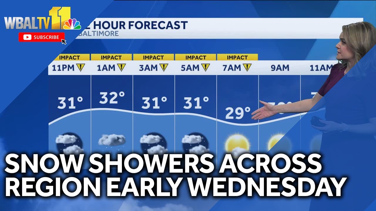Light snow showers possible early Wednesday - YouTube