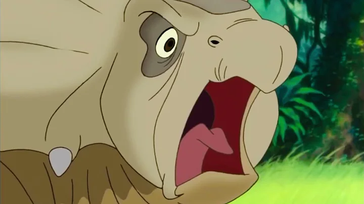Littlefoot blows a log at mr thicknose