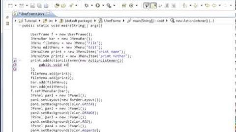 Java programming Lesson 65 GUI : Adding Menu bars, menus and menu items Part 1