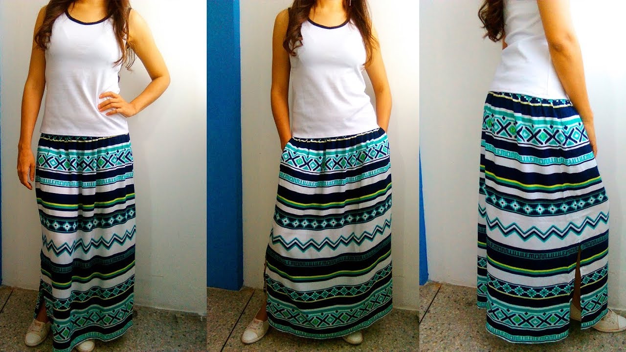 Cómo Hacer Una Falda Larga Con Bolsillos Y Leástico 2 Confección How To Make A Long Skirt ️