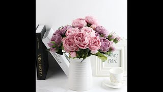 rose flowers silk bunch colorful roses interior vase flower arrangements ✈ free.shipping