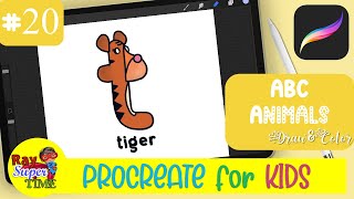Letter "t" Animal ABC Draw&Color Tutorial Series for PROCREATE for Kids screenshot 5