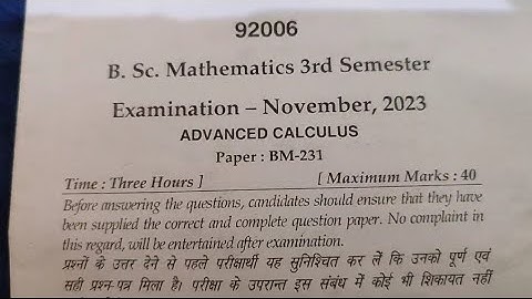 Mdu Bsc Advanced Calculus 3rd sem #MDU #BSc #2023 #PYQ