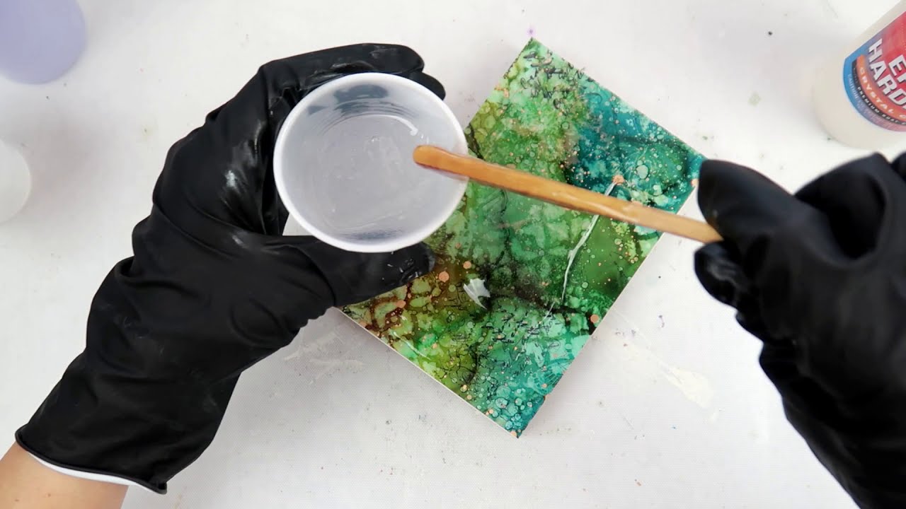 Alcohol Ink Shell Inside Sealing alcohol ink art with resin - YouTube