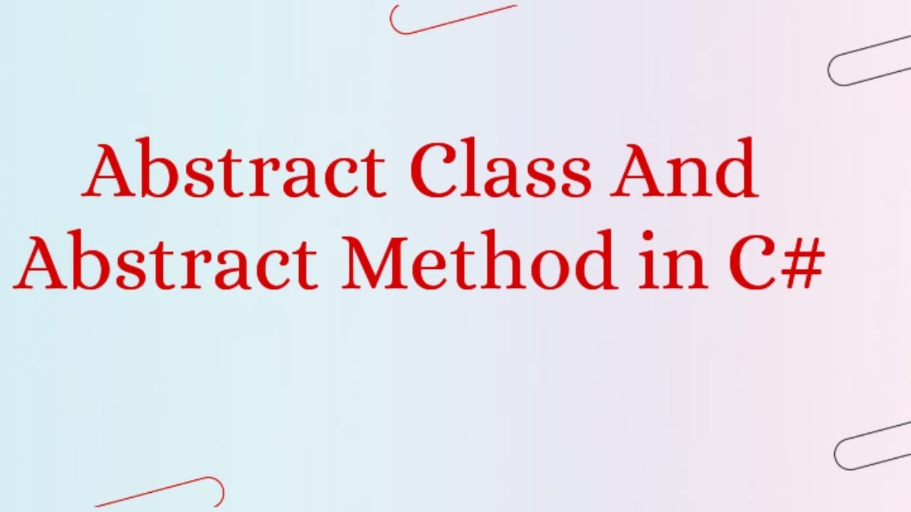 Abstract Class And Abstract Method In C YouTube