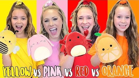 YELLOW 🍋 VS PINK 💗 VS RED 🍒 VS ORANGE 🍊STARBURST COLOR SHOPPING CHALLENGE!