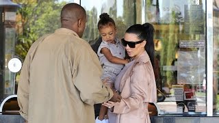 EXCLUSIVE - Kim And Kanye Take Adorable Nori To Movies In Matching Colors