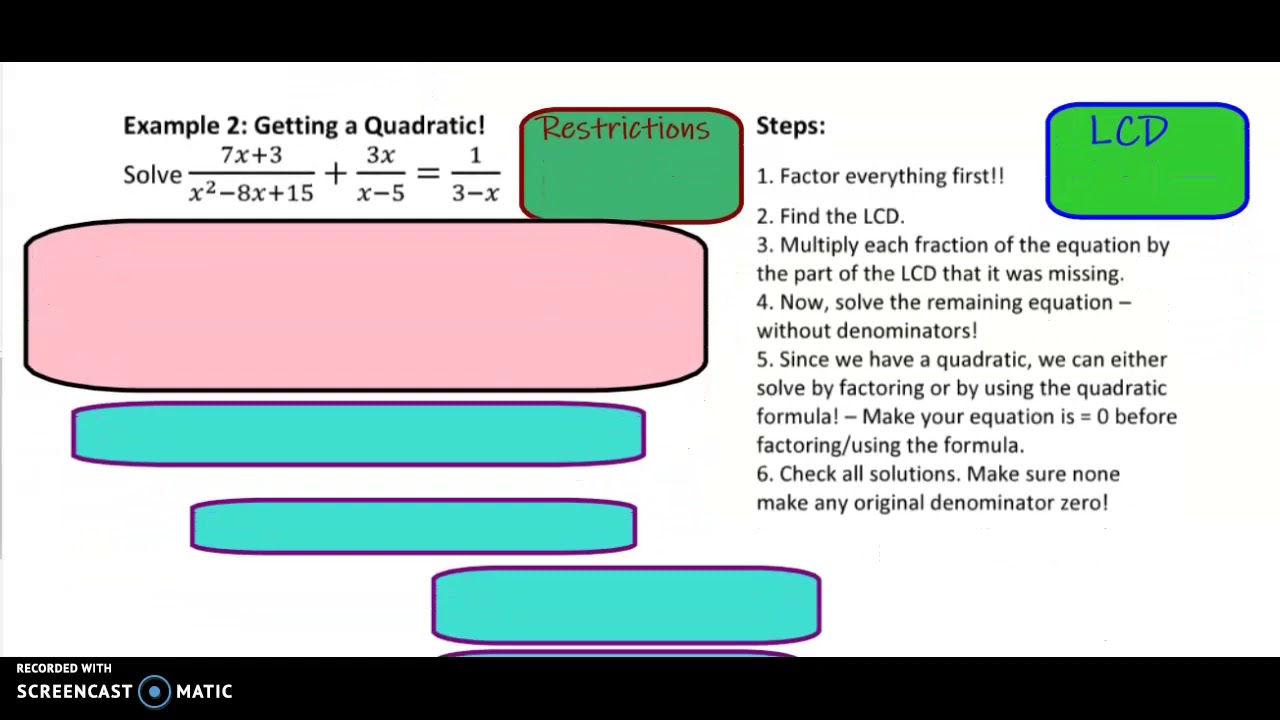 Solving Rational Equations Part 1 - YouTube