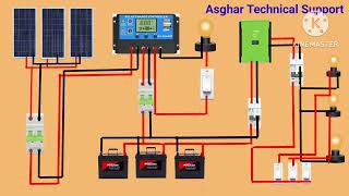 Solar system full wiring || Solar system off grid connection diagram || ATS-Asghar Technical Supprt.