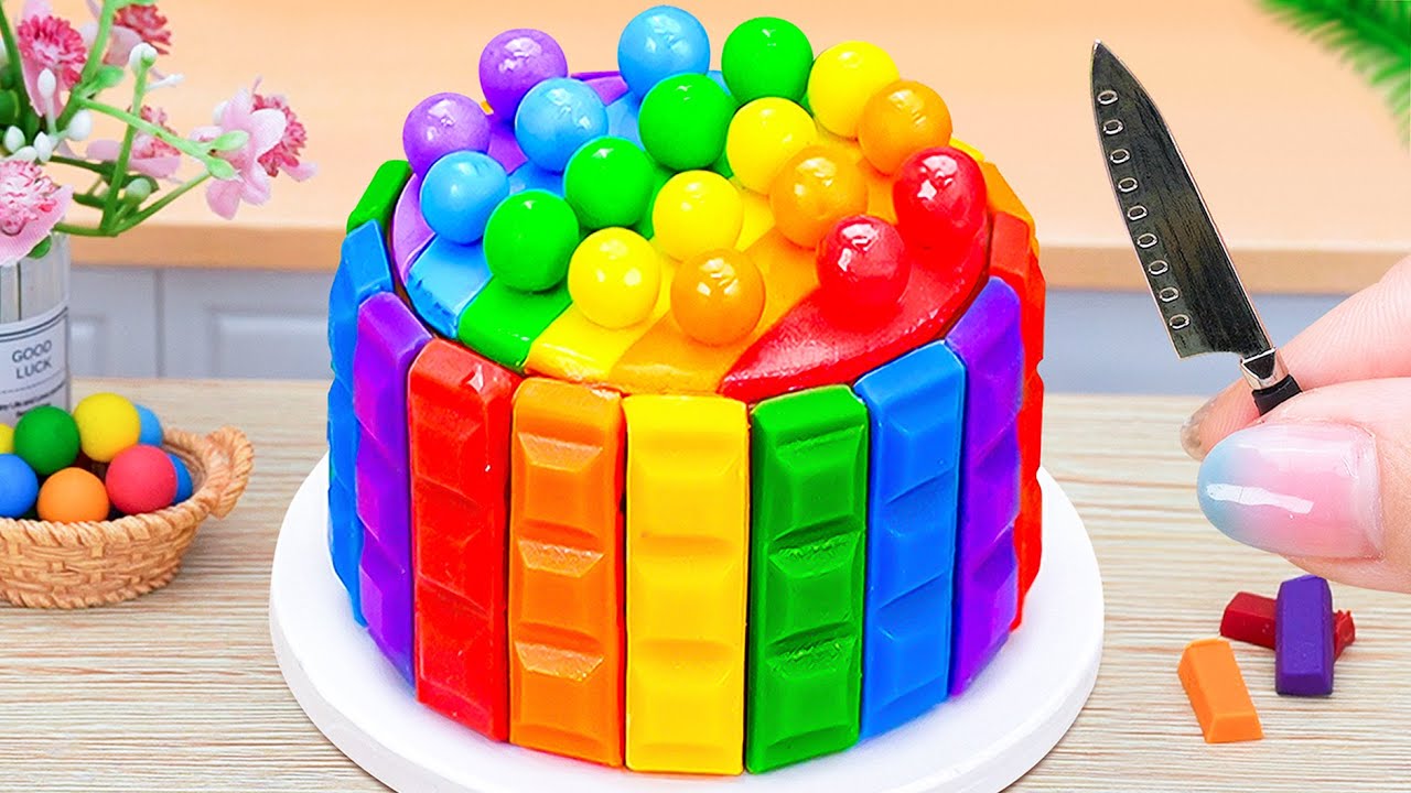 Rainbow Cake Using KITKAT   OREO   DAIRY MILK  Easy Miniature Rainbow KitKat Cake By Petite Baker 