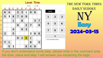 The New York Times Daily Sudoku 2024-03-15 Easy