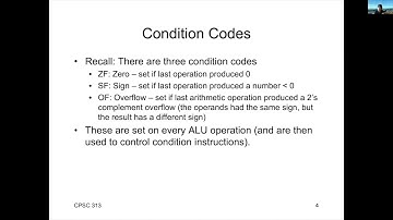y86 ALU Operations and Condition Codes