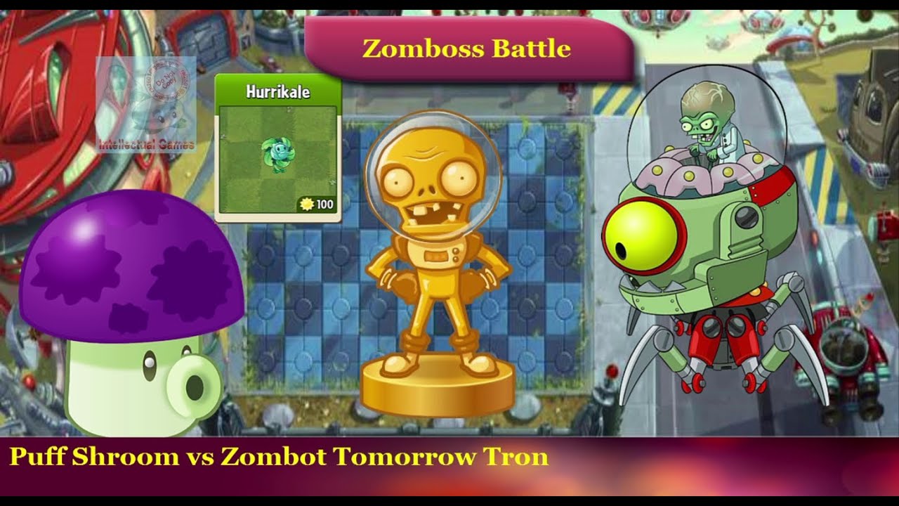 Plants vs Zombies 2 - Zomboss Battle - Puff Shroom vs Zombot Tomorrow ...