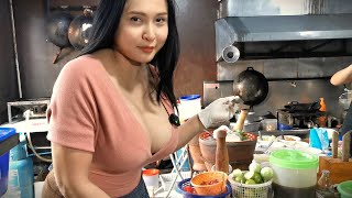 BIG SIZE ! this Beautiful Girl has GIANT prawns, Fishing & Eating - Thai street food