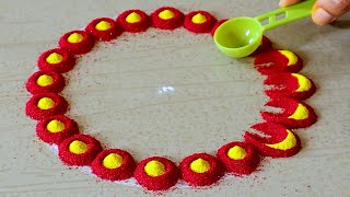 Easy And Unique Rangoli Designs For Beginners | Easy Festival Rangoli Designs | Color Kolam Designs