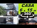 CASA DE 6  x 15 metros - COM COBERTURA GOURMET