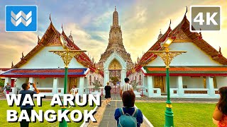 [4K] Wat Arun 'Temple of Dawn' in Bangkok Thailand 🇹🇭 Sunset Walking Tour & Travel Guide 🎧