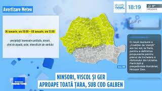 Ninsori, viscol și ger. Aproape toată țara sub cod galben