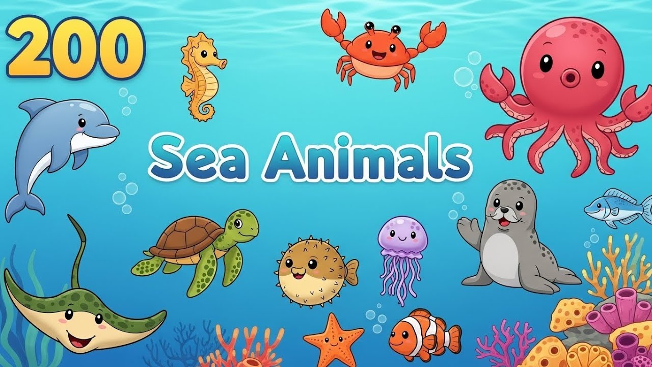 200 Sea Animal Sounds for Kids 🐠 | Clownfish, Angelfish, Seahorse | Fun Learning
