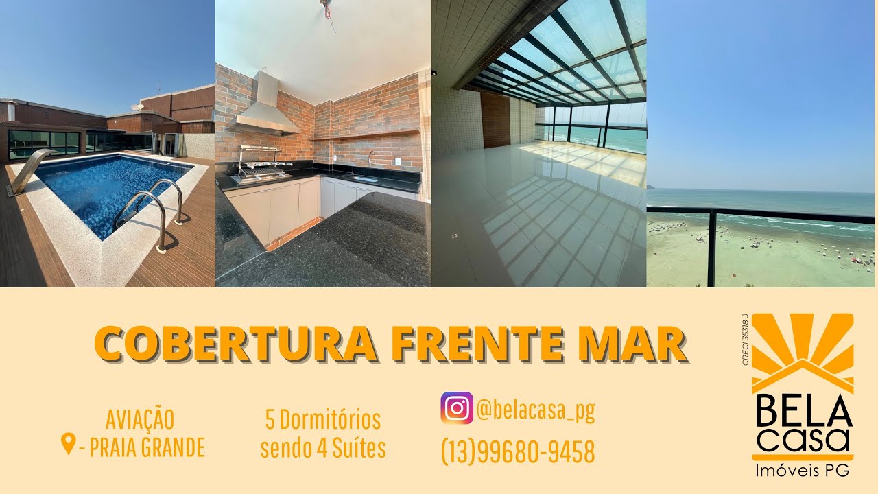 Cobertura Frente mar 😍 Aviação- Praia Grande SP - BELA CASA IMÓVEIS