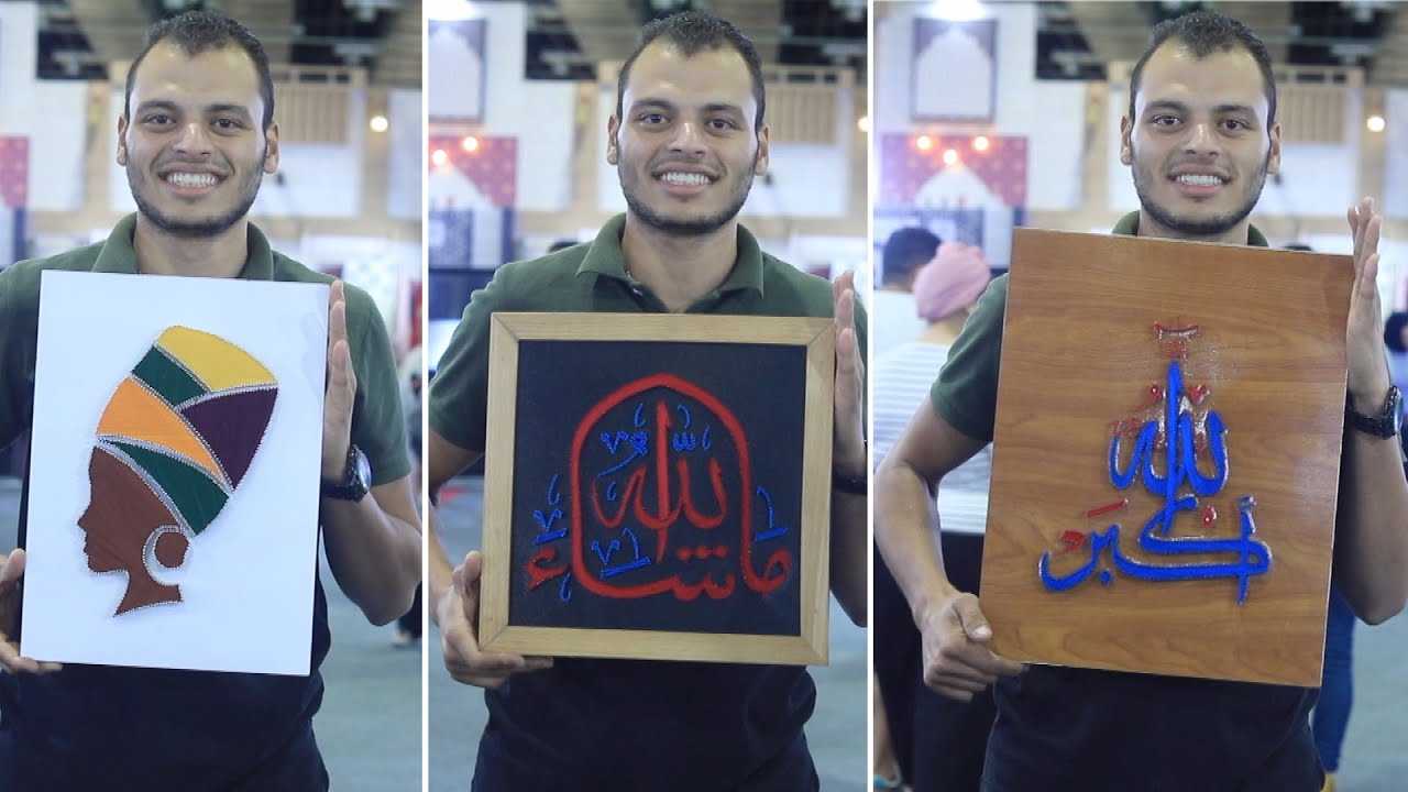 بالمسامير والخيط .. وليد يبدع في رسم لوحات فنية  وبورتريهات للمشاهير