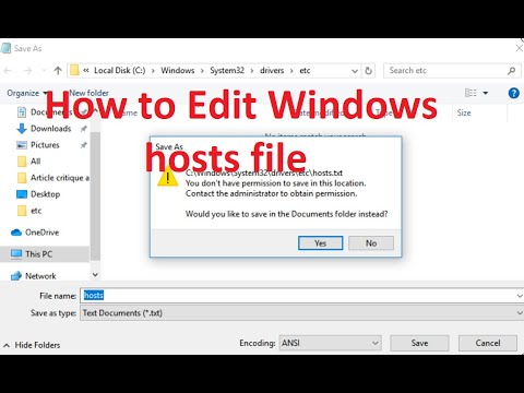 How to edit windows 10 hosts file C:\Windows\System32\drivers\etc\hosts