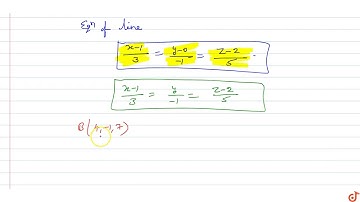 Find the equation of the line passing through point  `(1,0, 2)` having direction ratio `3,-1,5
