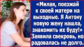 Милая, поезжай к матери на выходные. Я Антону новую жену нашла. Знакомить их буду. Заявила свекровь.