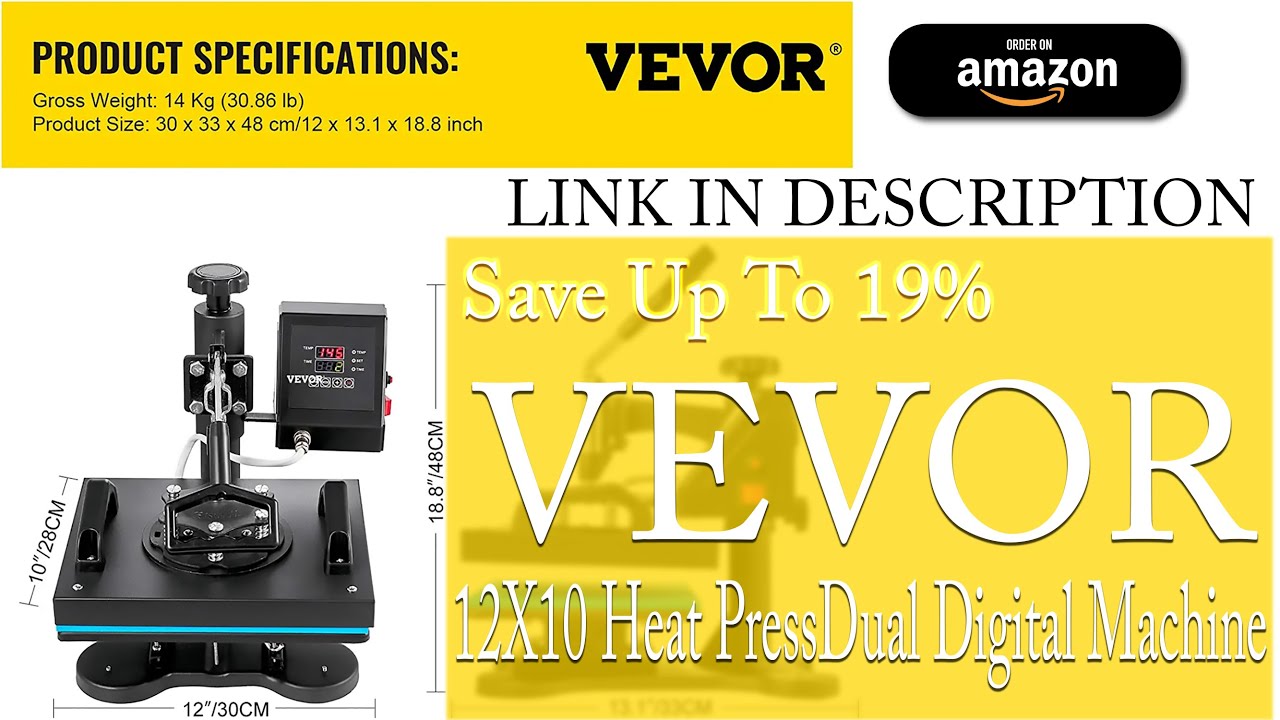 VEVOR 12X10 Inch Heat Press Dual Digital Heat Press Machine 650W